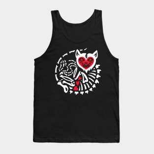 Skeleton of Cat - Creepy Heart Tank Top